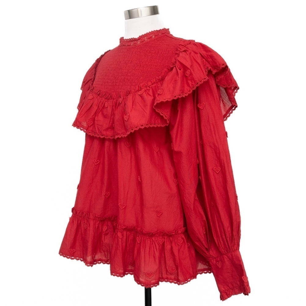 FARM Rio Red Ruffled Peasant Blouse - Picture 3 of 14